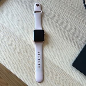 Apple Watch Series 3 38mm rose gold case with pink apple band size s/m GPS
